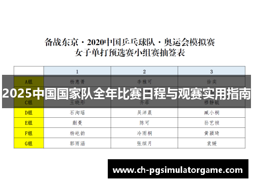 2025中国国家队全年比赛日程与观赛实用指南