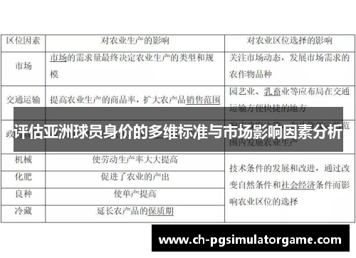 评估亚洲球员身价的多维标准与市场影响因素分析